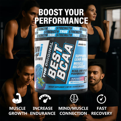 BPI Sports Best BCAA Powder – Blue Raspberry, 30 Servings | Muscle Recovery & Hydration