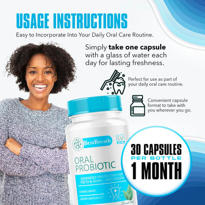 2 Pack - Best Breath - Best Breath Oral Probiotic, Best Breath Probiotic, Best Breath Pills, BestBreath, Best Breathe 60 Capsules for 2 Months, Best Breath Oral Probiotics for Mounth Bad Breath.