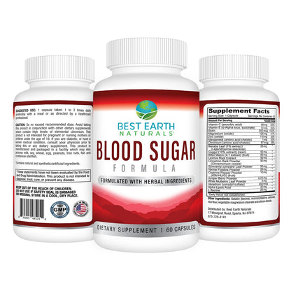 Best Earth Naturals Blood Sugar Formula with Cinnamon, Gymnema & Banaba – 60 Count