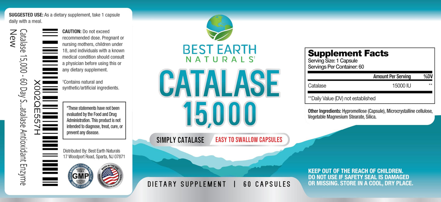 Best Earth Naturals Catalase 15,000 Units - Hair Vitality - 60-Day Supply