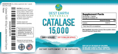 Best Earth Naturals Catalase 15,000 Units - Hair Vitality - 60-Day Supply