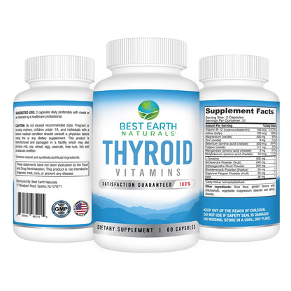 Best Earth Naturals Thyroid Support Supplement for Women and Men - 60 Capsules