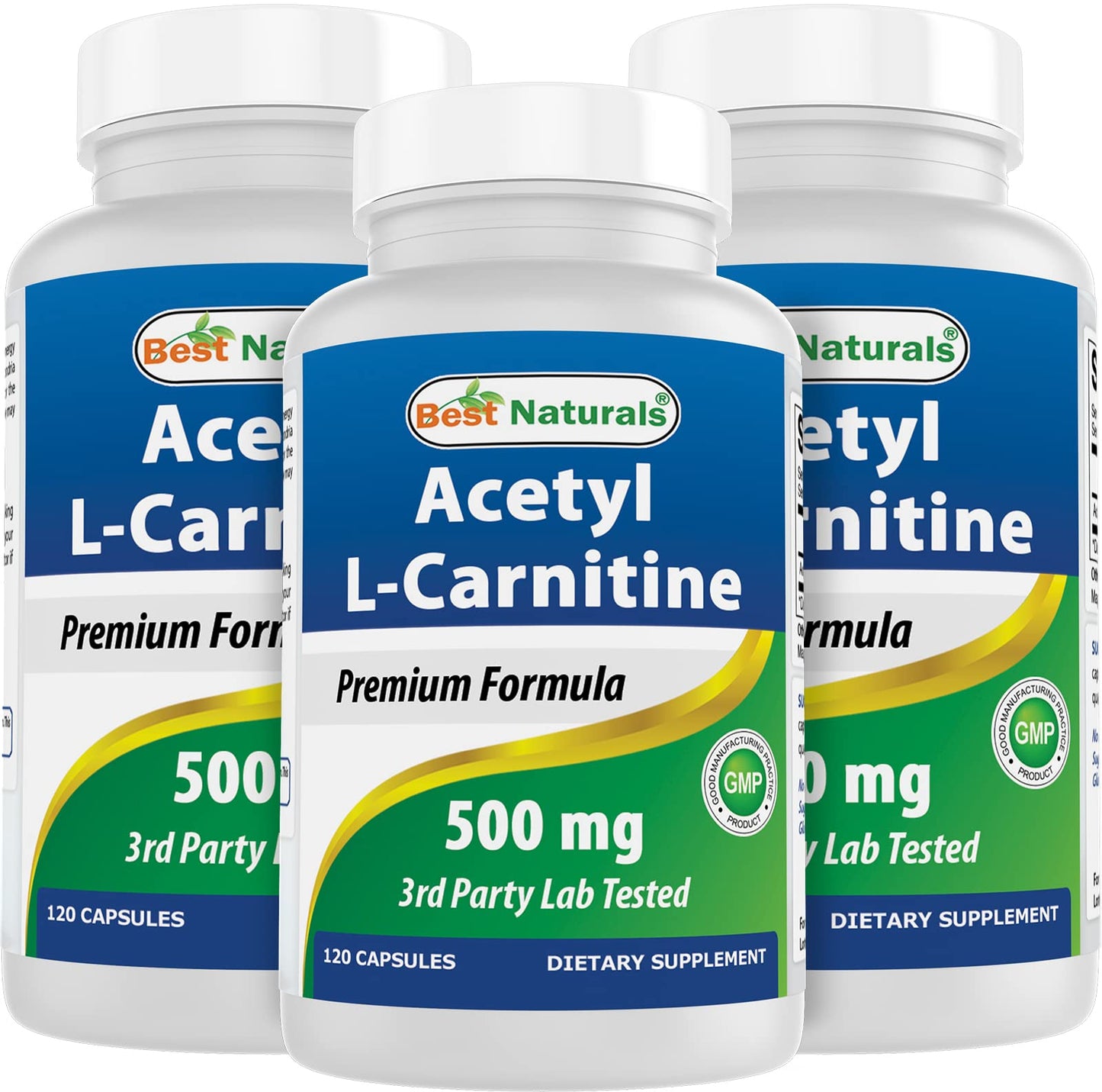 Best Naturals Acetyl L-Carnitine 500mg – 120 Servings (3 Pack) | Non-GMO & Gluten Free