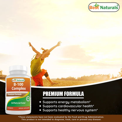 Best Naturals B-100 Complex 120 Tablets - Pack of 3 | B Complex Vitamins