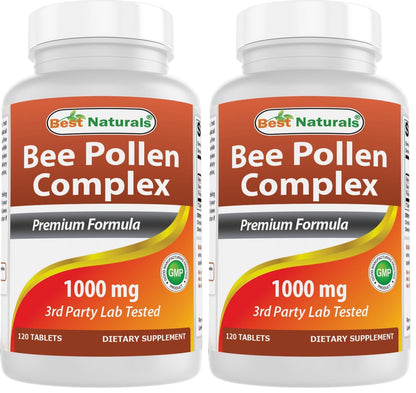 Best Naturals Bee Pollen Complex 1000 mg – 120 Tablets (Pack of 2)