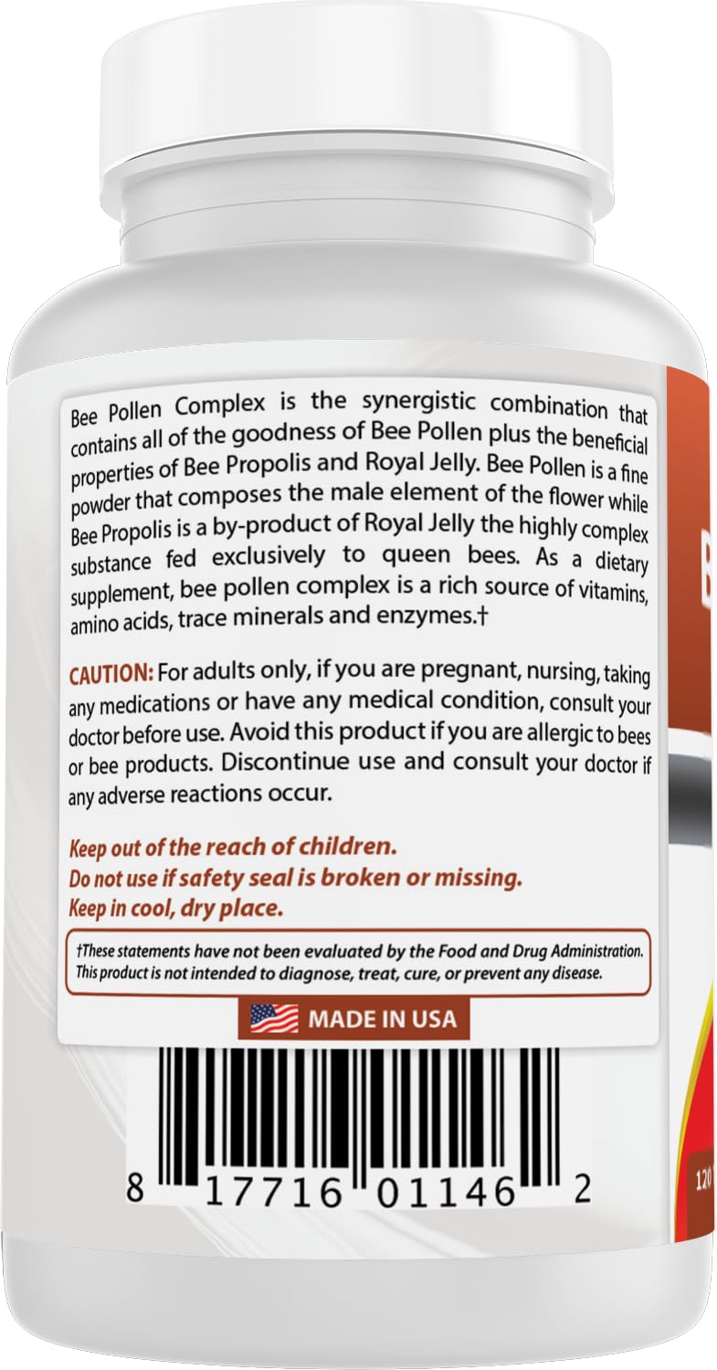 Best Naturals Bee Pollen Complex 1000 mg – 120 Tablets (Pack of 2)