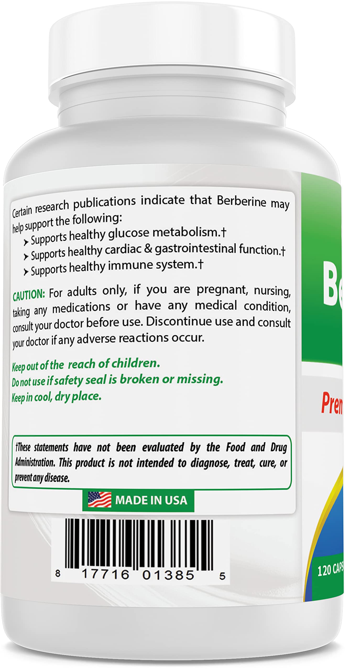 Best Naturals Berberine Plus 1000 mg/Serving - 120 Capsules (120 Count Pack of 3)