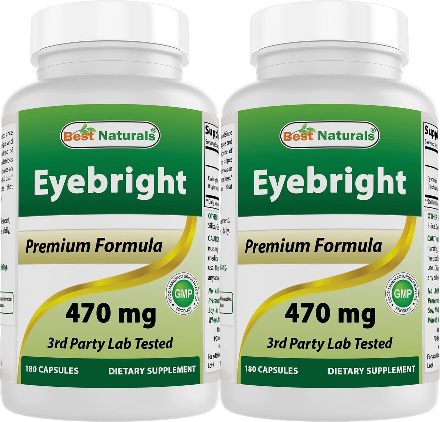 Best Naturals Eyebright 470 mg - 180 Capsules (180 Count, Pack of 2)