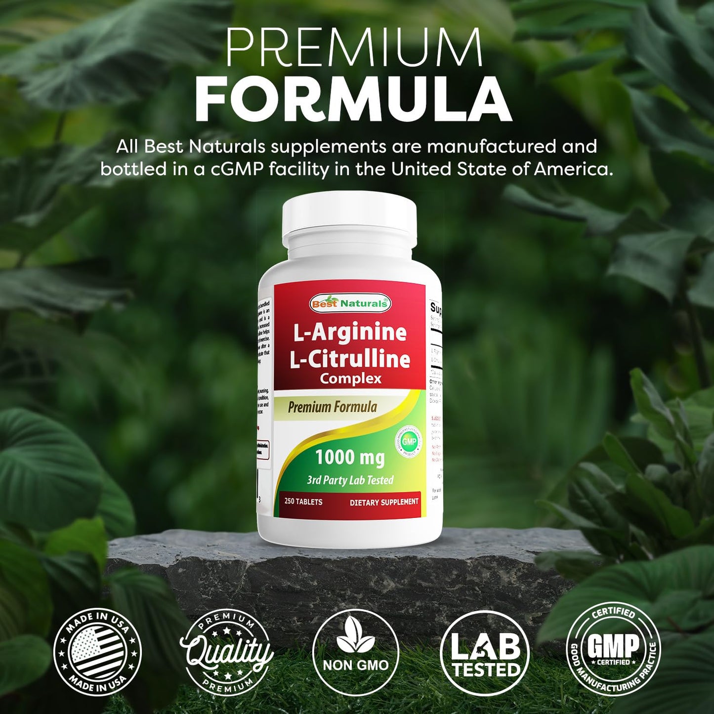 Best Naturals L-Arginine L-Citrulline Complex 1000 mg - 250 Tablets (Pack of 2)