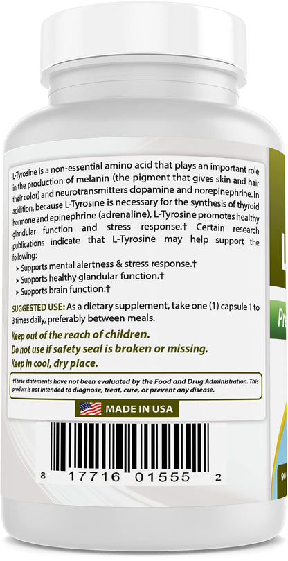 Best Naturals L-Tyrosine 500 mg – 90 Capsules (Pack of 3)