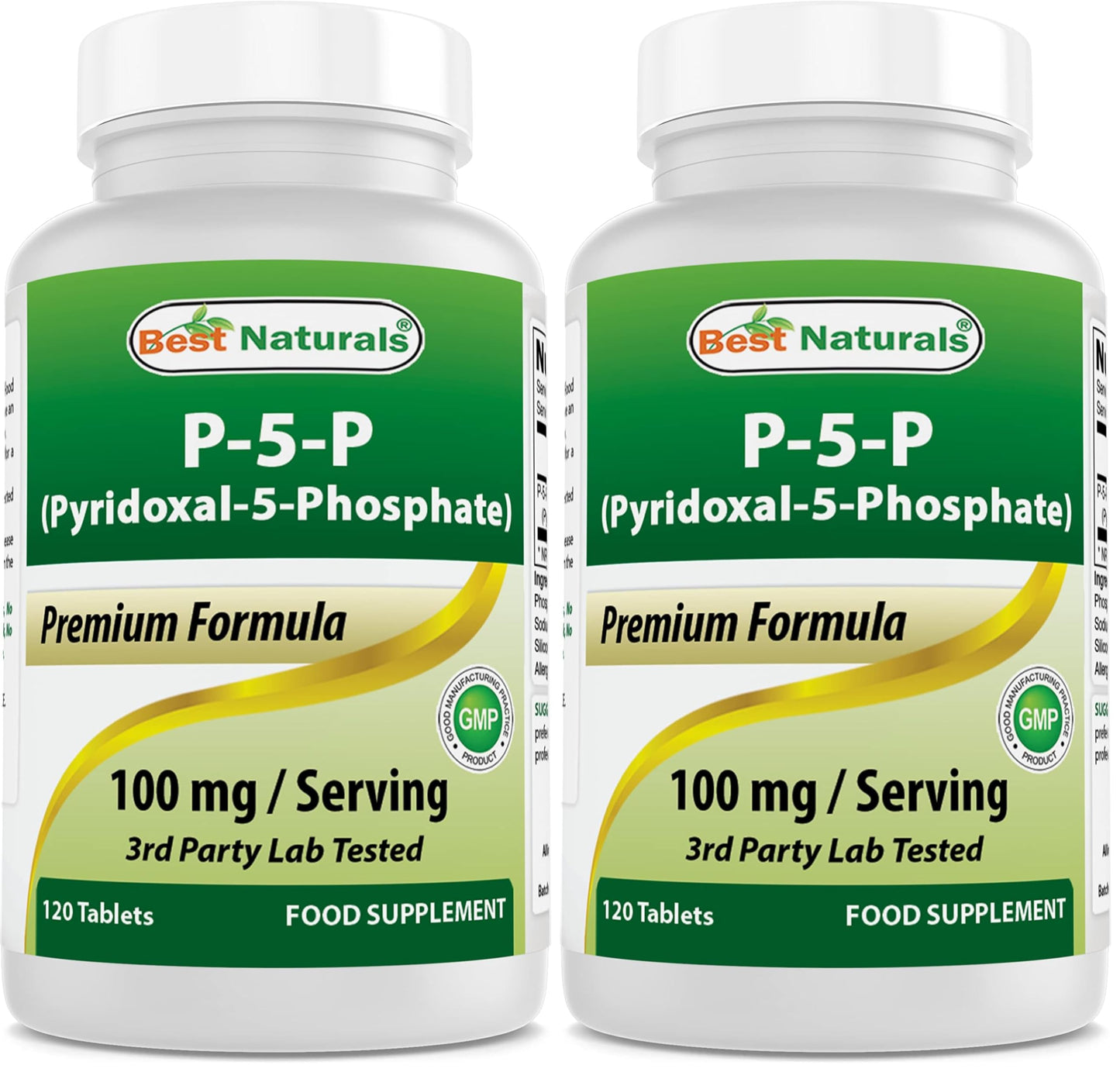 Best Naturals P5P Vitamin B6 100 mg – 120 Tablets (Pack of 2) – Active Pyridoxal 5-Phosphate