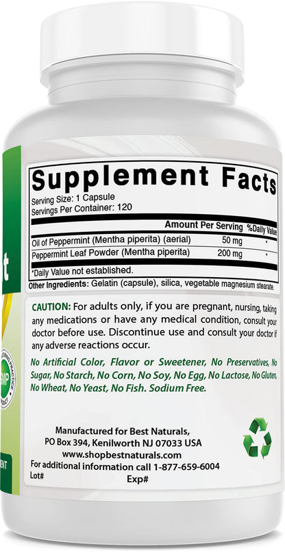 Best Naturals Peppermint Oil 250 mg 120 Capsules (120 Count (Pack of 3))