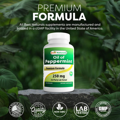 Best Naturals Peppermint Oil Bowel Soothing Dietary Supplement, 250 mg, 120 Count