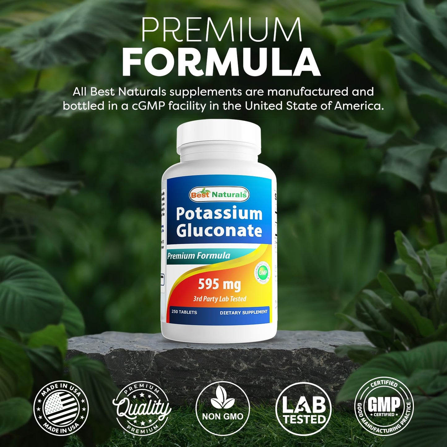 Best Naturals Potassium Gluconate 595 mg – 250 Tablets (Pack of 2)