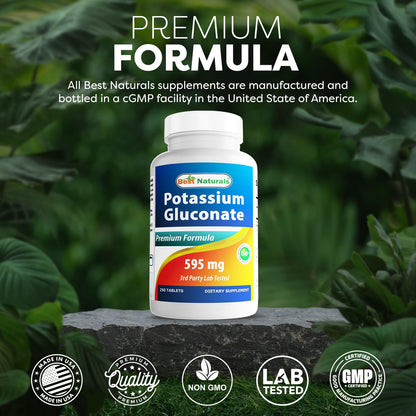 Best Naturals Potassium Gluconate 595 mg – 250 Tablets (Pack of 2)