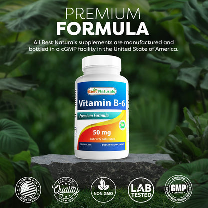 Best Naturals Vitamin B6 50 mg - 250 Tablets