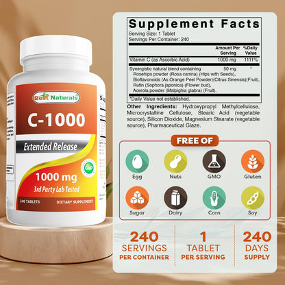 Best Naturals Vitamin C 1000 mg with Rose Hips – Berry (2 Pack)