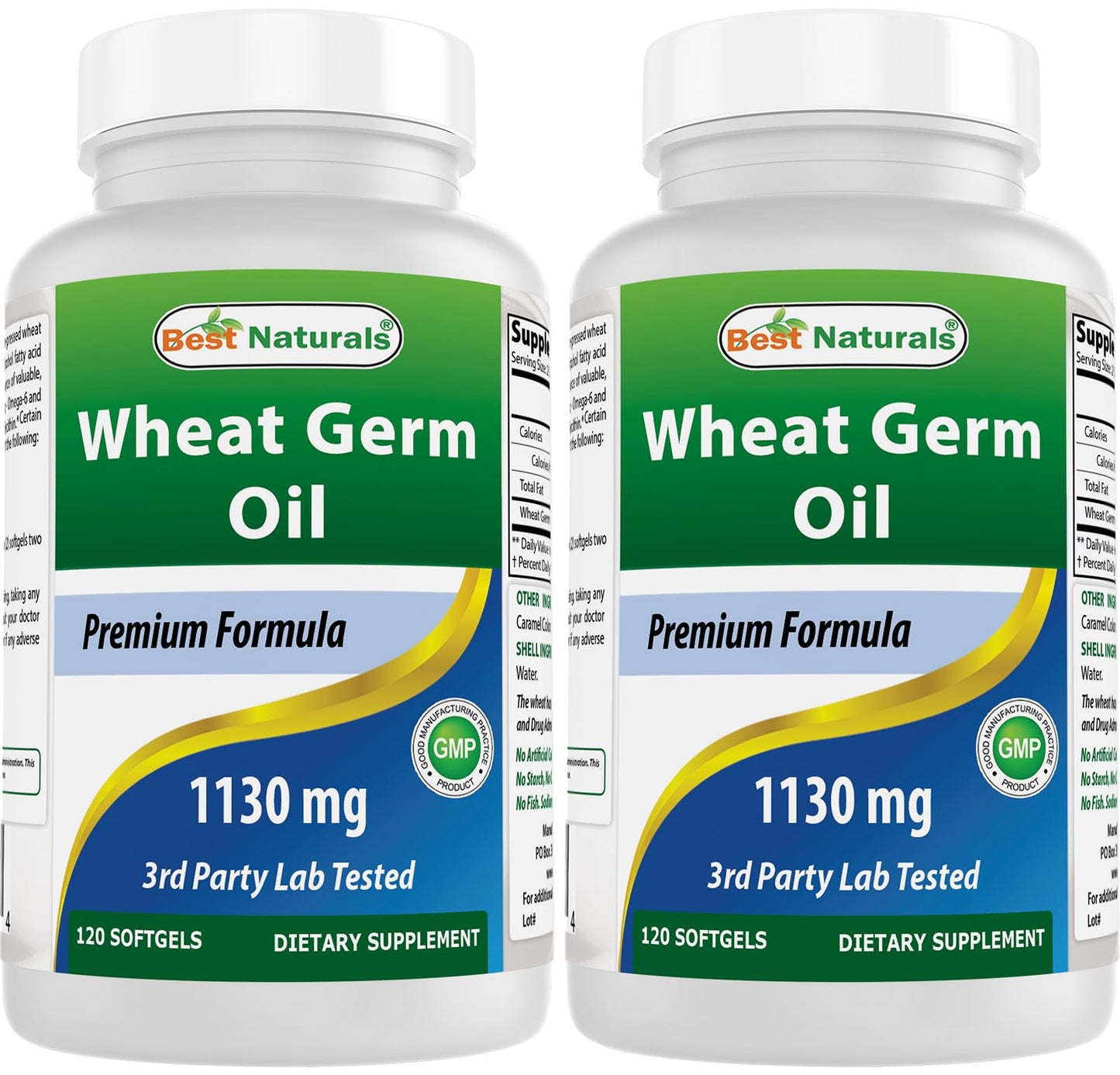 Best Naturals Wheat Germ Oil 1130 mg 120 Softgels (Pack of 2) – GMP Certified, Made in USA