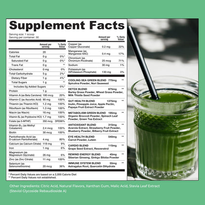 Rewind Best Tasting Super Greens Powder – Pineapple Flavor, 40+ Superfoods, Vitamin B12 & Zinc