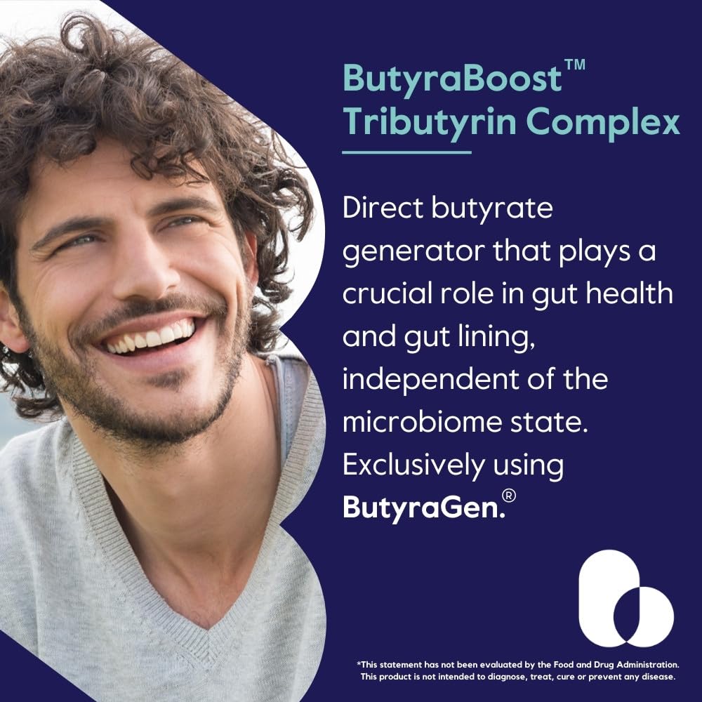 BESTVITE ButyraBoost 300mg Tributyrin Complex – 60 Veg Capsules – Gut Health