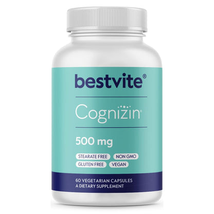 BESTVITE Cognizin Citicoline 500mg – Premium Nootropic for Memory & Focus (60 Veg Capsules)