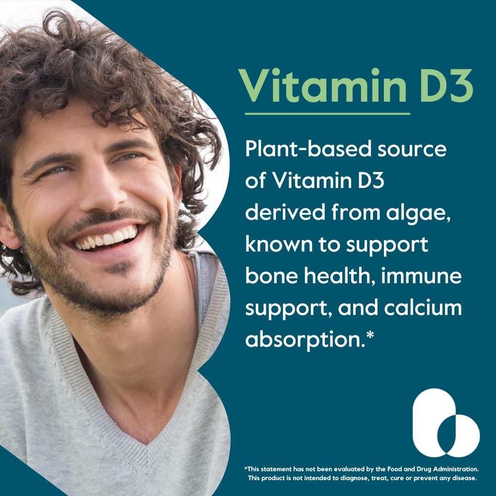 BESTVITE Vegan Vitamin D3 2500 IU - 120 Vegetarian Capsules | Vegan, Non-GMO, Gluten Free, No Stearates
