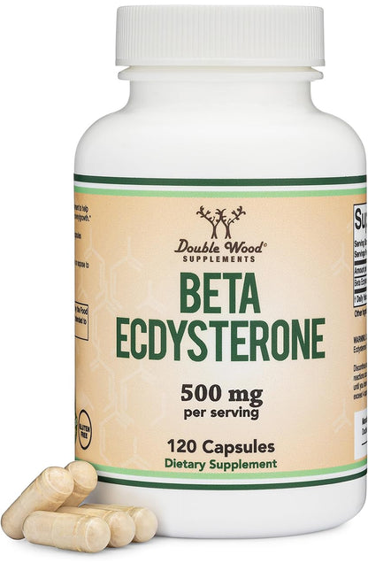 Double Wood Beta Ecdysterone Supplement - 500mg per Serving, 60 Servings, Non-GMO & Gluten Free