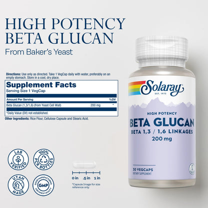 SOLARAY Beta Glucan Supplements – Immune & Heart Support (30 Servings)