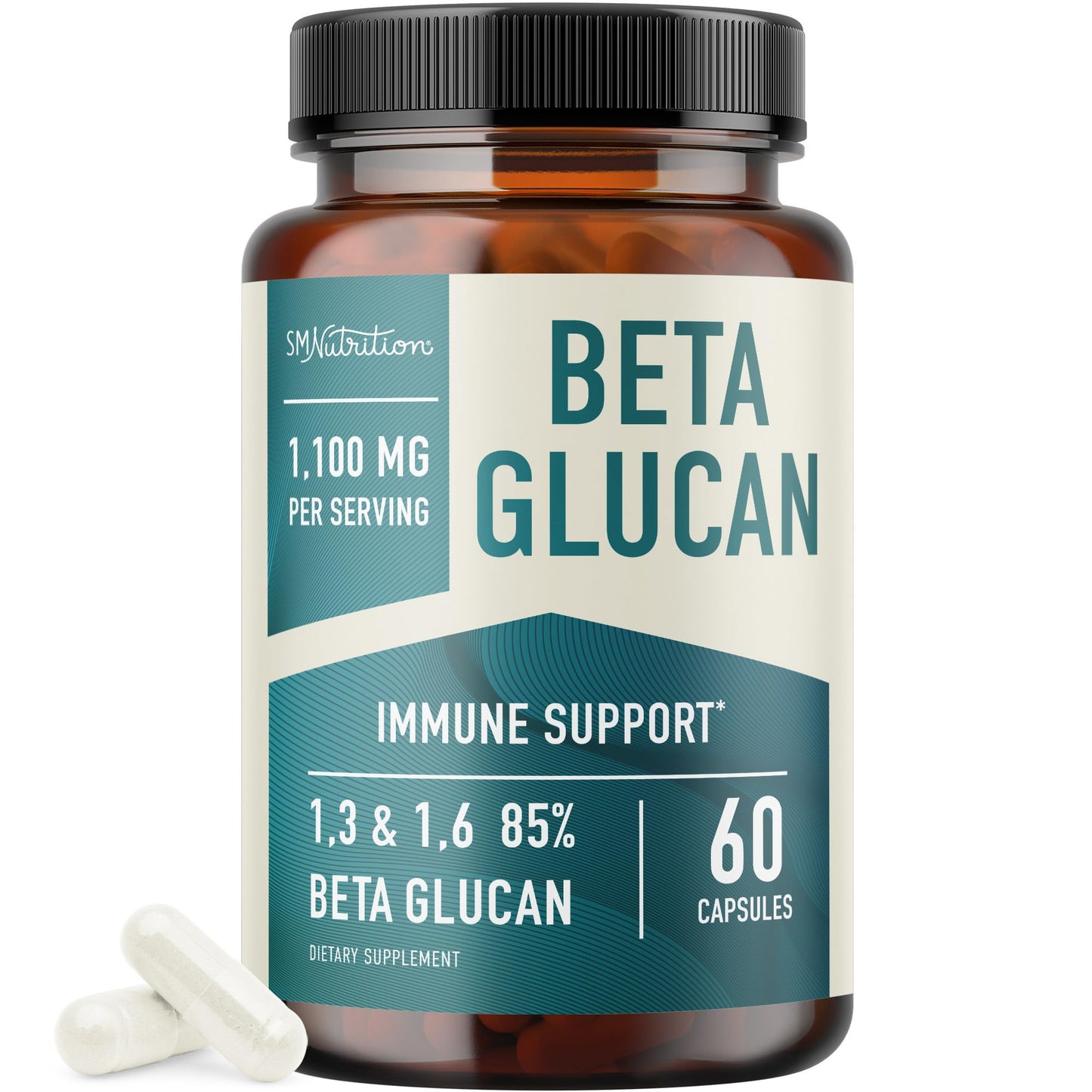 Beta Glucan 1100mg Immunity & Skin Support | 1,3D & 1,6 Beta Glucans | 60ct