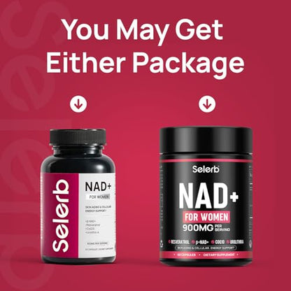 NAD+ Supplement for Women – β-NAD+ NMN Alternative with Trans-Resveratrol, CoQ10, D-Ribose | 60 Capsules Advanced