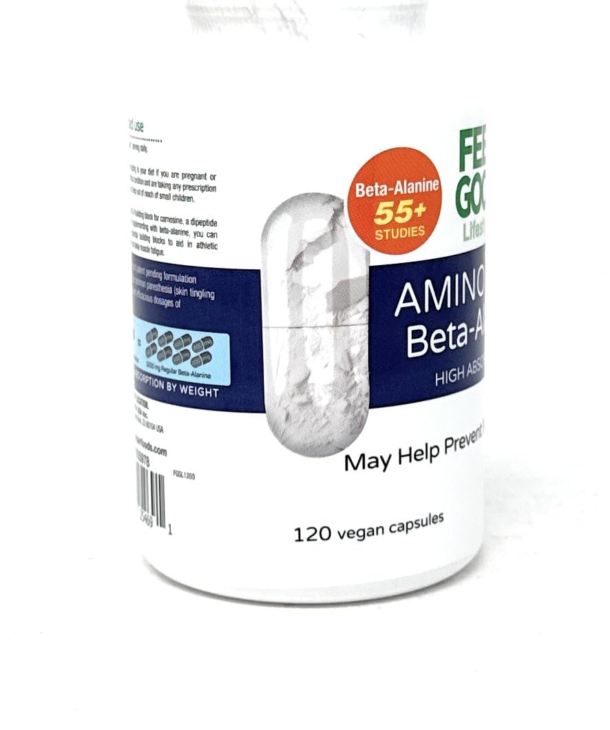 FEEL GOOD Lifestyle Beta-Alanine Capsules – 3200mg Equivalent Dose, 120 Vegan Capsules
