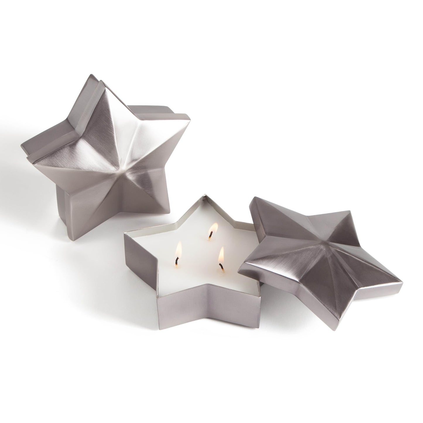 Bethlehem Lights Set of 2 Silver Star-Shaped Candles – Smokeless, Dripless Holiday Decor