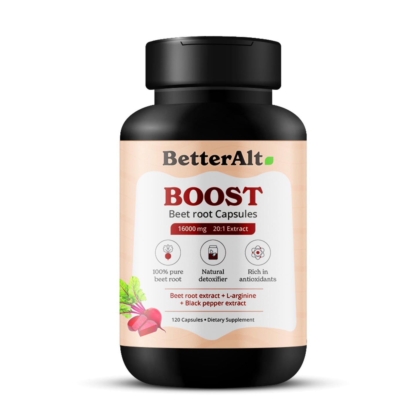 Better Alt Beet Root Powder Capsules (120 Capsules) - Beetroot Supplement