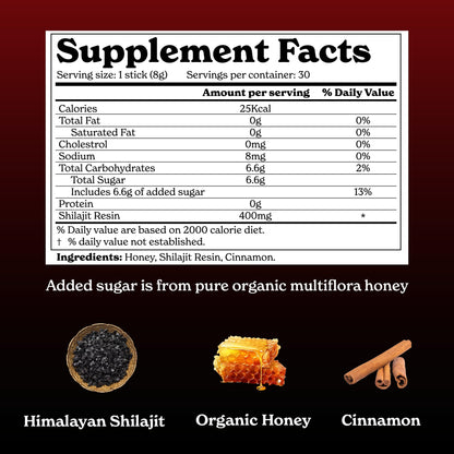 Better Alt Himalayan Shilajit Cinnamon Honey Sticks – 30 Sticks for Energy & Immunity