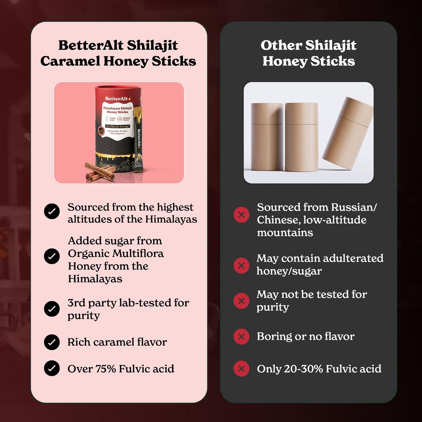 Better Alt Himalayan Shilajit Cinnamon Honey Sticks – 30 Sticks for Energy & Immunity