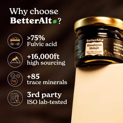 Better Alt Pure Himalayan Shilajit Resin – 2-Pack, 150 Servings, 400 mg | Energy & Immune Support