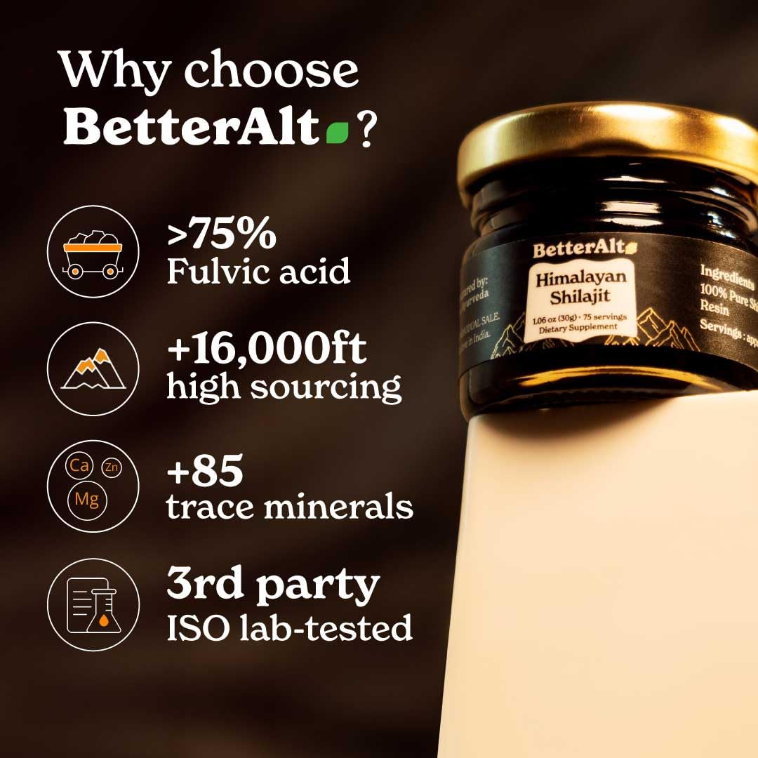 Better Alt Himalayan Shilajit Resin – High Potency Gold Grade, 400 mg, 150 Servings, Lab-Tested, Energy & Immune Support