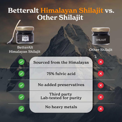 Better Alt Himalayan Shilajit Resin – High Potency Gold Grade, 400 mg, 150 Servings, Lab-Tested, Energy & Immune Support