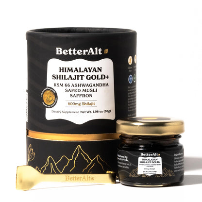 Better Alt Pure Himalayan Shilajit Gold 30g | 600mg Shilajit Blend | 16,000 ft Sourced | Ashwagandha, Safed Musli, Gokshura | Vegan & Lab Tested