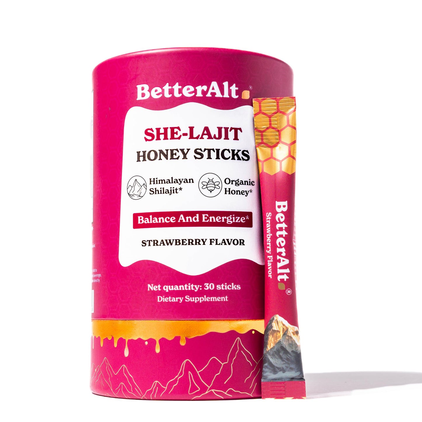 Better Alt SHE-Lajit Honeysticks for Women | Shilajit, Shatavari & Saffron | 30 Sticks