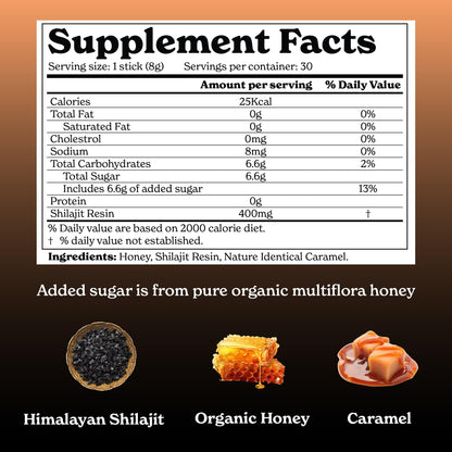 Better Alt Himalayan Shilajit + Honey Sticks – 30 Sticks for Energy, Immunity & Wellness | 85+ Trace Minerals, 75%+ Fulvic Acid