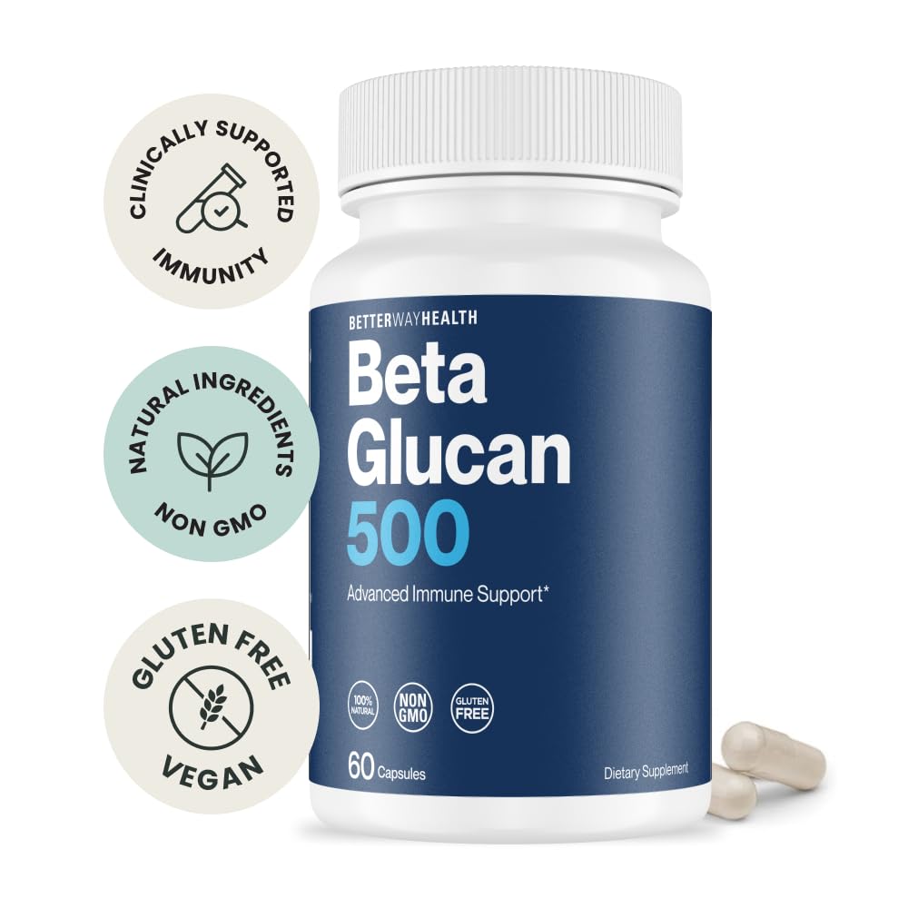 Better Way Health Beta Glucan 500 - Highly Purified 1,3/1,6 Glucan, 500 mg, 60 Capsules