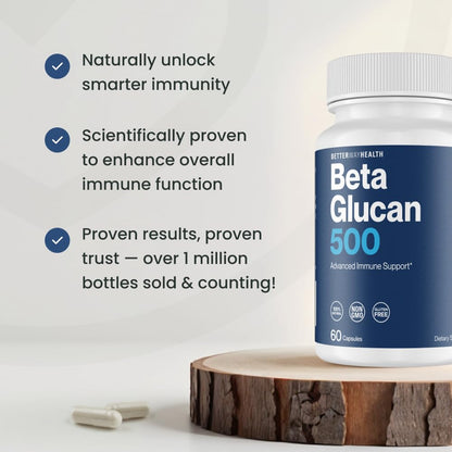 Better Way Health Beta Glucan 500 - Highly Purified 1,3/1,6 Glucan, 500 mg, 60 Capsules