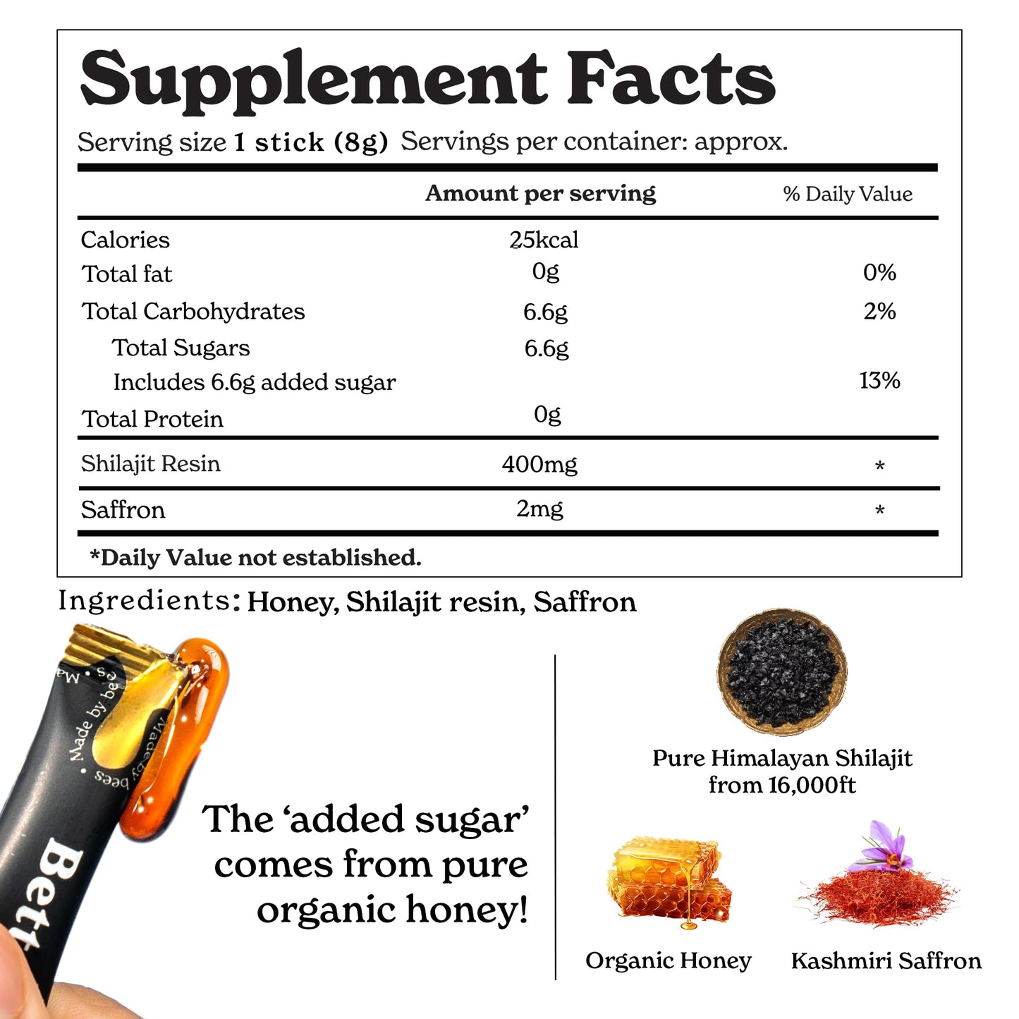 BetterAlt Shilajit Sticks with Organic Honey & Saffron | 30 Sticks for Energy & Immunity
