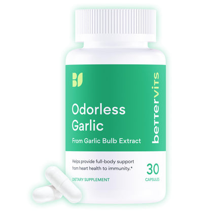 Bettervits Odorless Garlic 1000mg | High Potency Allicin | Vegan 30 Capsules