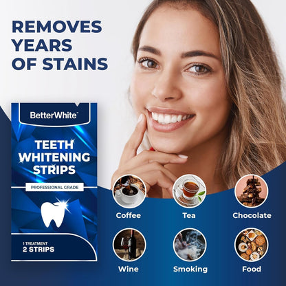 BetterWhite Professional Teeth Whitening Strips – Enamel Safe, Peroxide-Free, 14 Strips (7 Treatments)