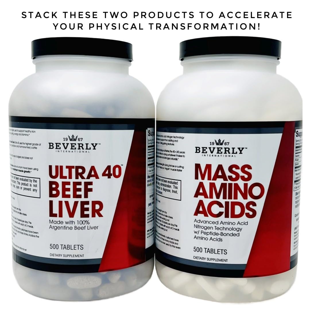 Beverly International Mass Amino Acids, 500 Tabs – Pre- & Post-Workout Support for Muscle Recovery & Repair | Complete Amino Acid Profile