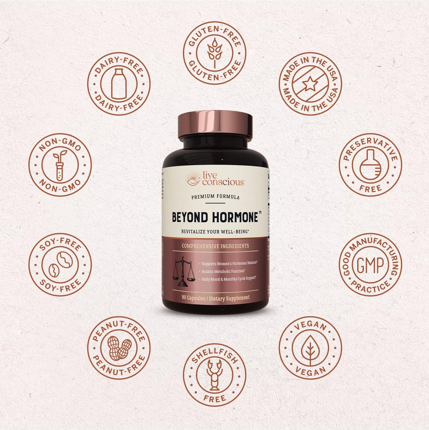 Live Conscious Beyond Hormone – Menopause & PMS Support (90 Ct) | Metabolism & Estrogen Balance