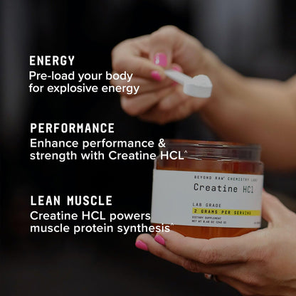 BEYOND RAW Creatine HCl Powder – Lab-Grade Creatine for Muscle, Energy, and Focus | 60 Servings