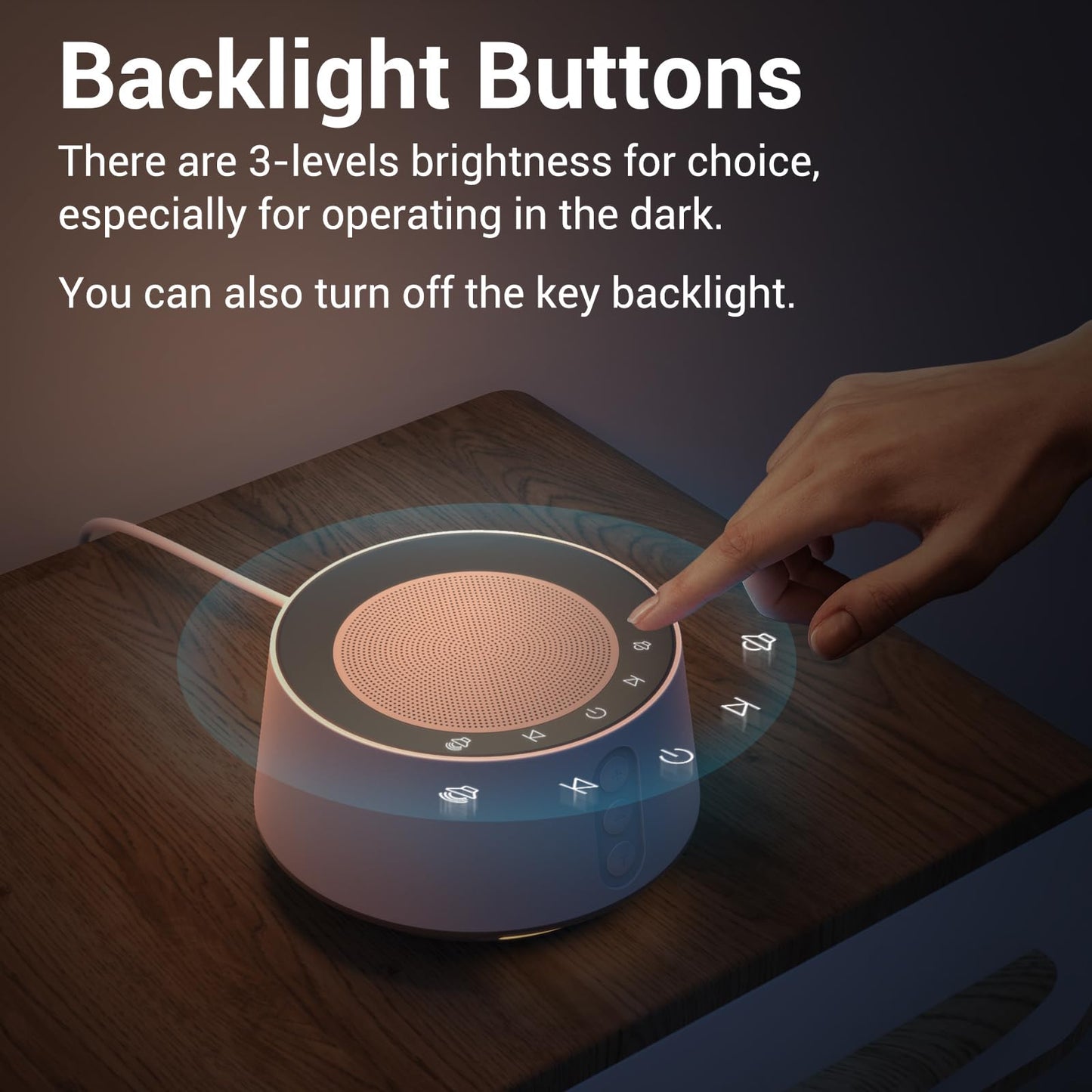 BGOVERSS White Noise Sound Machine — 20 Sounds, 10 Night Light Colors, 5 Timers